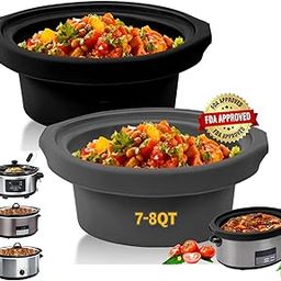 Slow Cooker Liners fit Crock Pot 7-8 QT,Maywe Tanso 2PCS Crock Pot Liners For 7-8 Quart Oval or Round Slow Cookers,Reusable/Leakproof/Dishwasher Safe(Grey/Black)-image-63