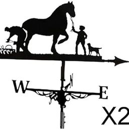 MERISHOPP 2xWeather Vane Farm Bracket Weathervane Farmhouse Durable Scene Horse|Home & Garden|Yard, Garden & Outdoor Living|Garden D?©cor|Weathervanes-image-46