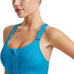 Polyamide Padded Front Zip High Support Racerback Sports Bra for Women with Adjustable Straps, Moisture-Wicking 4-Way Stretch Fabric, Sizes M to 5XL-picture-51