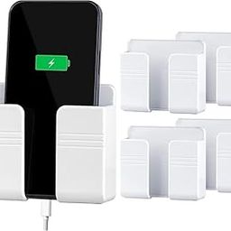 EDNITA Mobile Phone Charging Stand | Self-Adhesive Holder for Shower, Multi-Functional Storage, Bedside Fixed Rack, Bedroom, Office Accessories (Pack of 5, White)-11