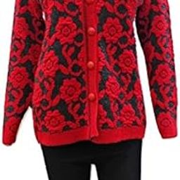 Women's Wool Round Neck Cardigan (FLOWERPRINTEDCOTTY_Grey_XL)-image-34
