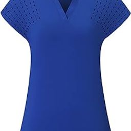 Felisou Womens V Neck Golf Polo Shirts Short Sleeve Sport Shirt Workout Tops, Royal Blue, Large-image-29
