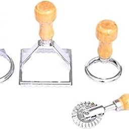 ATORSE 4Pcs Ravioli Stamp Maker Cutter with Roller Wheel Set for Tortellini Cookies Pasta Molds & Presses-image-27