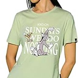 Official Tom & Jerry Merchandise Women's 100% Cotton Graphic Print Regular Fit Round Neck T-Shirt-image-81