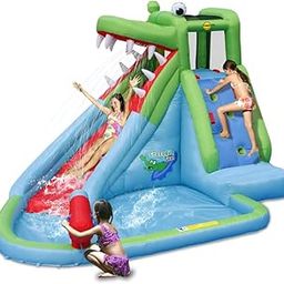 Playwell Happy Hop Crocodile Inflatable Water Slide, Swimming Pool with Climbing Wall, Outdoor Water Play | Kids Water Play Bouncy with Blower for Outdoor and Backyard Party-picture-32