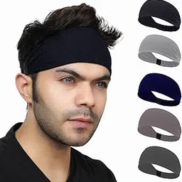 bismaadh Unisex Sports Cotton Headband Lightweight, Non Slip, Sweat Absorbing Headband for Gym, Running, Fitness, Cycling & Yoga (Black,MDG,MLG,Moose,Beige)-picture-22