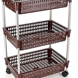 Privesh Plastic-Stainless Steel Fruit & Vegetable 3 Stand Kitchen Trolley | Fruit Basket | Vegetable Basket | Onion Potato Rack for Kitchen | Vegetable Stand for Kitchen (3 Layer)-image-90