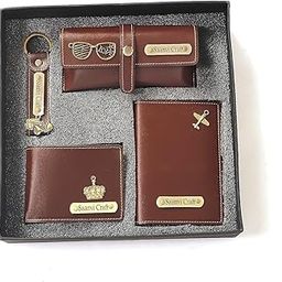 Tanvi Crafts Your Name Customized Leather Unisex Passport Holder, Sunglasses Cover and Men's Wallet with Key Chain, Gifts, Personalized Gifts, Personalized Accessories (Brown) Customized Mens Gift-picture-8