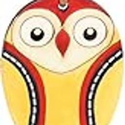 Aakriti Art Creations Hand-Painted Owl Wind Chime with Metal Bell, Yellow and Blue, 7 inches-20