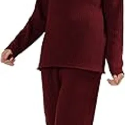 kvetoo Women Winter Coord Set Wool Blend High Neck Sweater and Wide Leg Pants Warm Tracksuit Pajama Set Two Piece Knitwear Travel Wear for Lounge Casual Office-picture-33