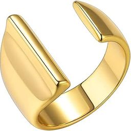 Copper Initial Letter A Alphabet Name Hollow Chunky 18K Gold Adjustable Free Size Ring For Women-image-37