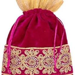 Meher Collection Women's Velvet Traditional Potli Bags for Return Gifts Wedding Gift for Mom Pink (29 x 25cm, Large)-18