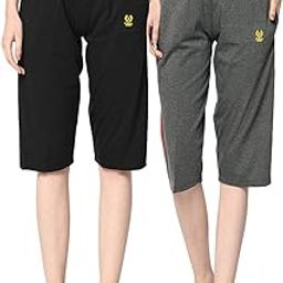 Women's Cotton Blend Capri Sportswear for Sleep, Gym, Yoga and Sports Wear Pack of 2-Vj_Wcapri_Group6-picture-33