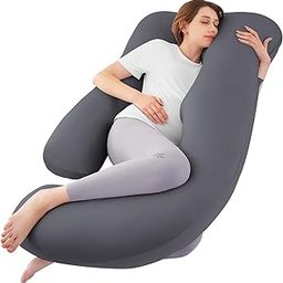 Sasttie Pregnancy Pillows for Sleeping, U Shaped Cooling Full Body Pillow with Removable Cover, Pregnant Women Must Haves, Maternity Essential, Dark Grey-13