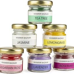 Kaameri Bazaar Scented Candles - Tea Tree, Jasmine, Lemongrass, Rose, Lavender, Rosemary Set of 6 Jar Candle - Gift for Brother Sister, Wax-image-23