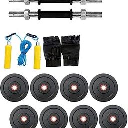 10 KG BODY MAXX Adjustable Rubber Dumbells + 2 PCS Dumbells RODS + Gloves + Rope-picture-24