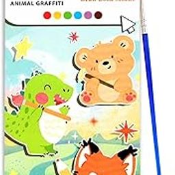 GLUN® Watercolour Painting Notepad for Kids 12 Different Pages, Water Painting Book with Water Colour with Painting Brush, Different Theme (Cute-Pet)-picture-12