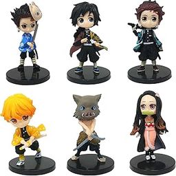 Blue Aura Demon Slayer Action Figure Set of 6 Height -7CM Material PVC Action Figures for Anime Fans (Small Demon Basic)-2