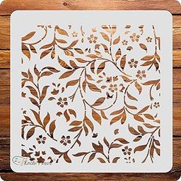 Kachi Pencil Floral Patterns Craft Stencil for Art, Size 6 x 6 inch Reusable Stencil for Painting, Fabric, Glass, Wall, and Craft-image-54