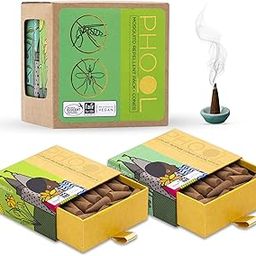 PHOOL LUXURY INCENSE Mosquito Repellent|Pack Of 2(80 Organic Dhoop Cones|2 Fragrances- Citronella&Eucalyptus)+1 Free Ceramic Holder|Handrolled|Sulphur&Charcoal Free|100% Organic(500 Gms)-18