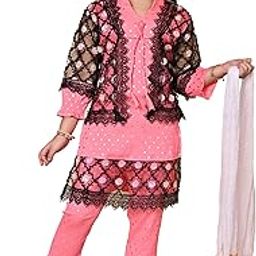 Quipple Pakistani Suit for Baby Girl Georgette Embroidered Worked Straight Kurta With Pant And Dupatta Set Suitable For Weddings, Parties, Festivals, And Other Cultural Events (Pack of 1)-image-16