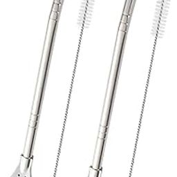 Yerba Mate Bombilla Straw, Stainless Steel Drinking Straws with Filter Spoon, Detachable Tea Straws, Reusable for Loose Tea, Coffee, Drinks, with 2 Cleaning Brush, 7.2" (2 Pack, Silver)-image-80