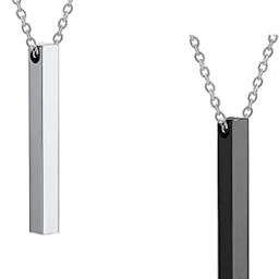 SONI DESIGNS Pendant for Men and Boys Silver & Black Bar Pendants For Men |Silver & Black Bar Shape Pendants with Chian Birthday Gift for Men and Boys Anniversary Gift-image-30