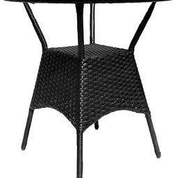 ANAND INDIA GROUPS Patio 1 Table Wicker Furniture for Garden Balcony Bedroom Powder Coated Frame Uv Protected Wicker (24 * 24_Black)-image-74
