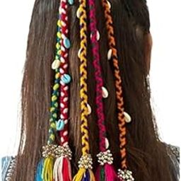 DSGS Navratri Look Hair braids with Rubber Bands Girl and Women, Hair Accessory for Everyday Style and Rainbow Braids Extensions Hair Color.-image-19