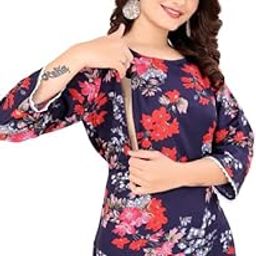 Floral Printed Women's Maternity Blue Color & Lace Border on Sleeve Ethnic Kurti-image-40