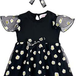 hopscotch Baby Girls Floral Print Short Sleeves Black Casual Dresses for Ages (9-12 Months)-picture-4