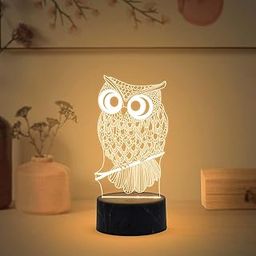 Gift Me Bazar 3D Illusion Owl Shape Night Lamp for Home Decoration Warm White Light & USB Powered | Bedside Table Lamp | Gifts for Kids Boys Girls | Bedroom Living Room Decor Lamp-10