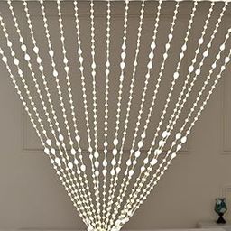 Voblin Polyvinyl Chloride Beads String Door Curtain | Home Wall Window Mandir Decoration | Full Door 9 Feet Long | White - 1 Piece-picture-24