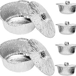 Kisangel 6pcs Disposable Aluminum Foil Pans Lid Lightweight Round Pots for Outdoor Cooking Barbecues and Events Versatile for Roasting and Broiling-image-58