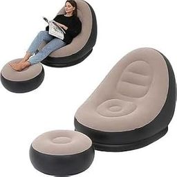 (1Pcs Inflatable Sofa with Footstool Sofa Lounge Flocked Indoor Outdoor | Air Sofa Recliner | Air Sofa Inflatable Couch Outdoor Furniture with Air Pump.-85