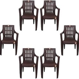 Prime Gold Polo Brown Chair Set of 4 for Home, Living Room | Plastic Chair for Dining Room, Bedroom, Kitchen, Living Room | Strong and Sturdy, Magic Plastic Chair (Pack of 6)-image-5