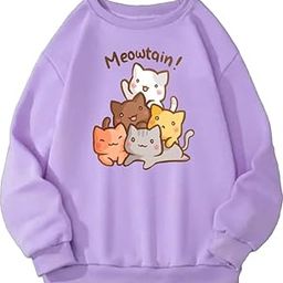 Cute Cat Sweatshirt Hoodie Men Women Casual Stylish Latest Black Lavender Pink White-image-58