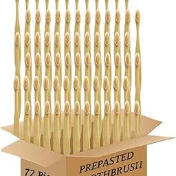 N-amboo Bamboo Toothbrush Prepasted Disposable Toothbrsuh Soft Bristles Prepasted Toothbrush,Disposable Toothbrsuh (72 Pieces Beige)-image-36