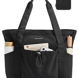 Tote Bag for Women, Tote Shoulder Bag with Laptop Compartment and Zipper Handbag for Travel, Work, Foldable-black, One Size, Foldable-32