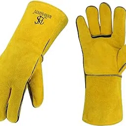 HAND SAFETY For Leather Welders Extreme Heat/Fire Resistant Gloves With Kevlar Stitching (Golden Yellow, Pack Of 1)-picture-31