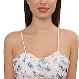 Women's Lightly Padded Solid Floral Lace Camisole with Light Padding Seamless Breathable Stretchable Spaghetti Straps Bralette Bras Removable Pads-image-9