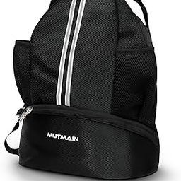 MUTMAIN Basketball Drawstring Bag for Men and Women Sport, Large Capacity Gym Backpack with Shoe Compartment, Waterproof Sports Drawstring Backpack for Swimming, Football Basketball Bags, Black-picture-15