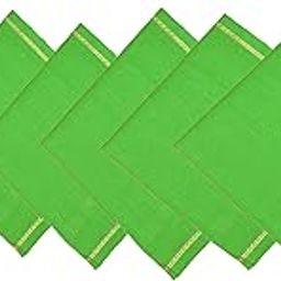 Men's Cotton Plain Green Handkerchief, Pack of 6-image-106