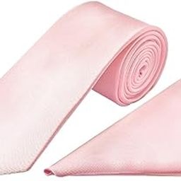 FashMade Baby Pink Premium Italian Silk Tie & Pocket Square Set | 2.75" Slim Tie & 10x10" Matching Pocket Square Combo-image-85