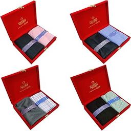 Fabrics Makers Men's Unstitched Poly Cotton Printed Shirt and Trouser Fabric Set - Gift Pack (Multicolour_Free Size) Set of 4-13