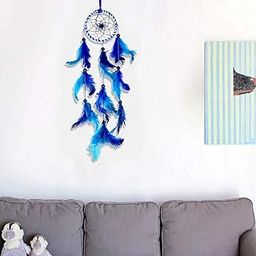 DULI Dreamcatcher Wall Hanging Handmade Wall Art for Bedrooms, Office, Balcony, Outdoors, Garden, Home Wall, Hanging Design, Height 41 cm, Large, Brings Positive Energy (Blue 2)-image-20