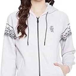 Women Blue Solid Hooded Sweatshirt-image-3
