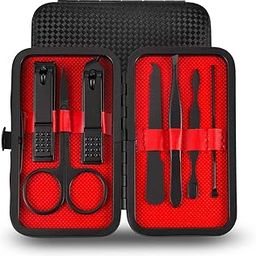 Redvant 7 in 1 Manicure set Professional Black Stainless Steel Nail Clipper Kit Finger Plier Nails art Pedicure Toe Nail Tools Set (7 in 1 Manicure kit)-image-64