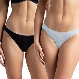1803 Women's Medium Coverage Micro Modal Elastane Stretch Mid Waist Bikini with Concealed Waistband and Stay Fresh Treatment (Pack of 2)_Kentucky Blue & Black_XL-picture-0