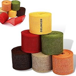 DELINGER Natural Multicolor Jute Burlap Ribbon Jute Twine for DIY Projects, Party Décor, Gift-Wrapping, Vintage Wedding Home Décor, Scrapbooking Assorted Colours (6)-picture-10